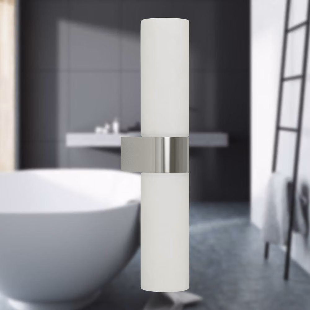 First Choice Lighting Koto Chrome and White Opal Glass IP44 Bathroom Twin Wall Light – 2
