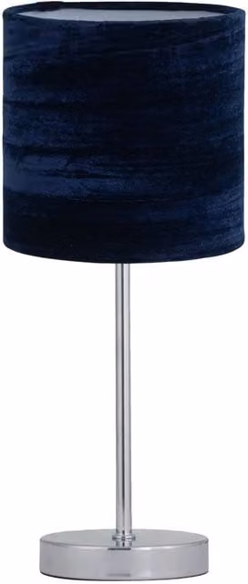 First Choice Lighting Chrome Touch Operated Dimmable Table Lamp with Blue Fabric Shade