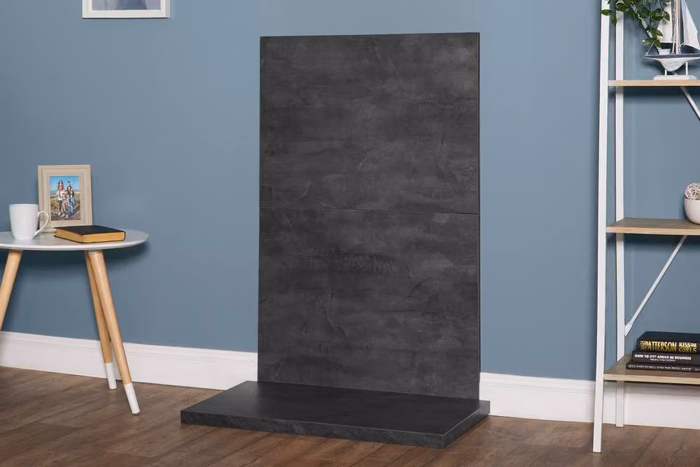 Acantha x2 Tile and Hearth Set in Grey Slate Venetian Plaster Effect – 3