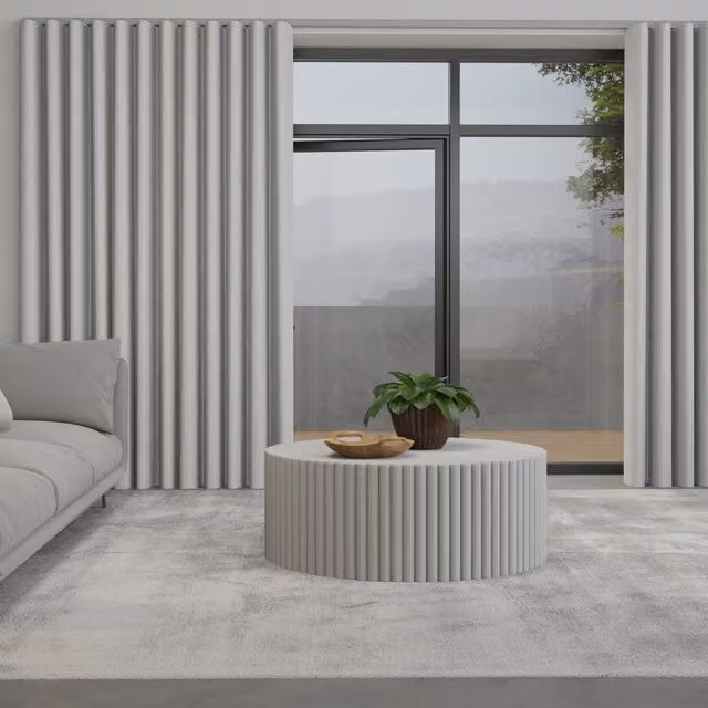 Terrys Lugano Made to Measure Wave Blackout Curtain in White Polyester with Eyelets