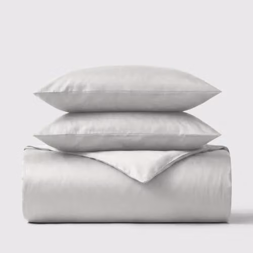 Bedable 100% Cotton Sateen Duvet Cover and Pillowcase Set, Grey, 140 x 200 cm – 1