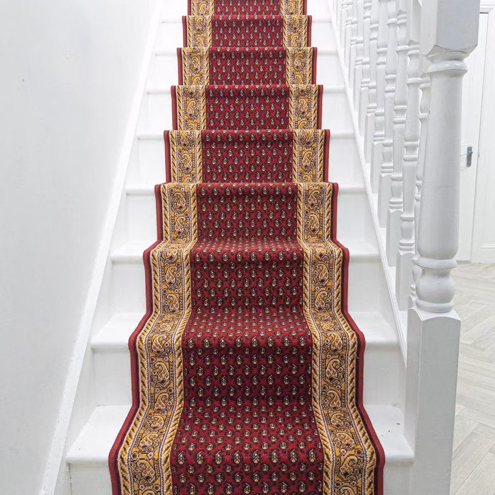 runrug Acni Stair Runner Carpet, Non-Slip Red Polypropylene, W: 66 cm, L: 660 cm – 4