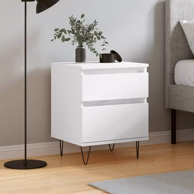 Berkfield Home White Bedside Cabinet W/D/H: 40 x 35 x 50 cm
