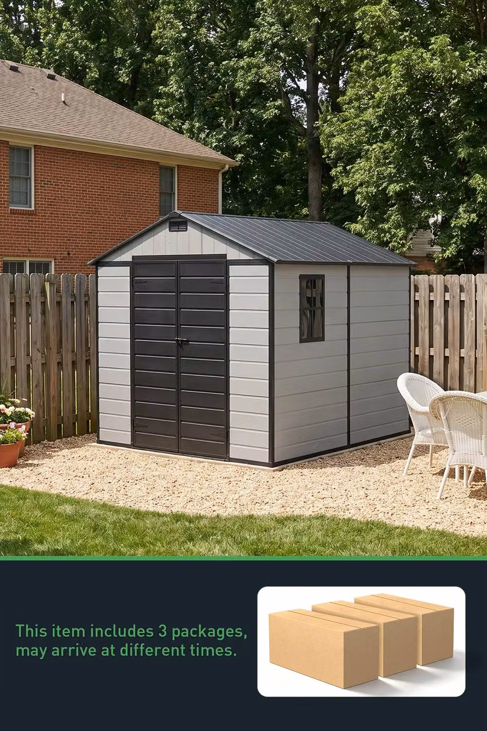 Living and Home Large Garden Storage Shed in Grey, W: 213.36 cm, D: 233.5 cm, H: 226.5 cm – 3