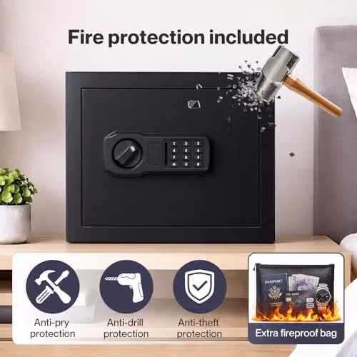 Levede 31L Fireproof Electronic Security Safe Box in Black with Digital Keypad and Keys for Cash and Jewellery Storage – 5