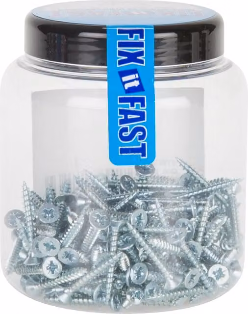 Fix it Fast Galvanised Steel Countersunk Twin Pozi Head Wood Screws, Silver, 100 Pack