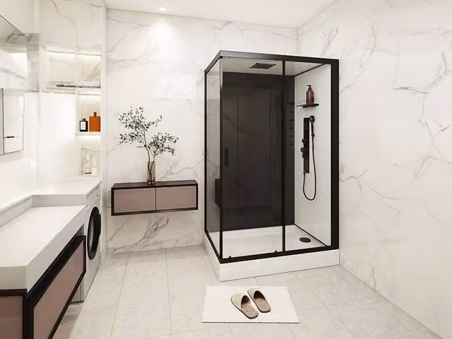 FOMIRA Hydromassage Shower Cabin with Tray in Black and White, W: 80 cm, D: 110 cm, H: 211 cm