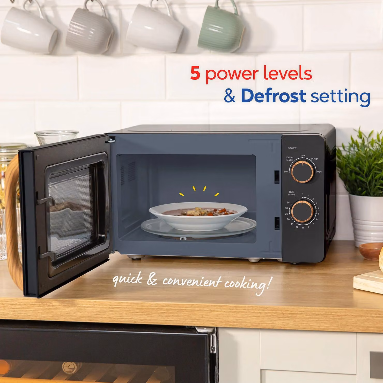 Russell Hobbs Scandi Manual Solo Microwave 17L 700W RHMM713 in Black – 4