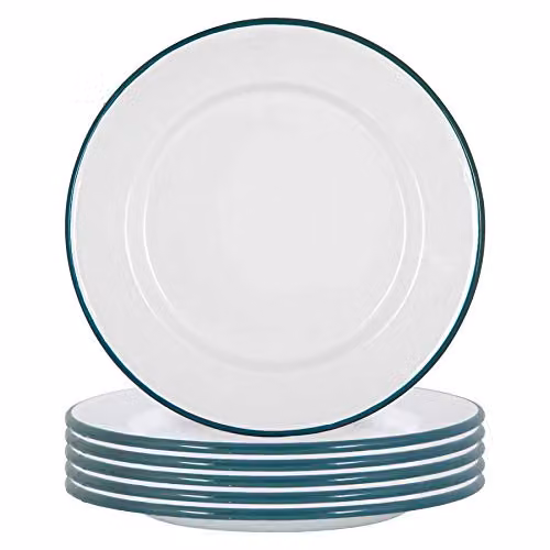 Argon Tableware Enamel Dinner Plates, Set of 6, Green
