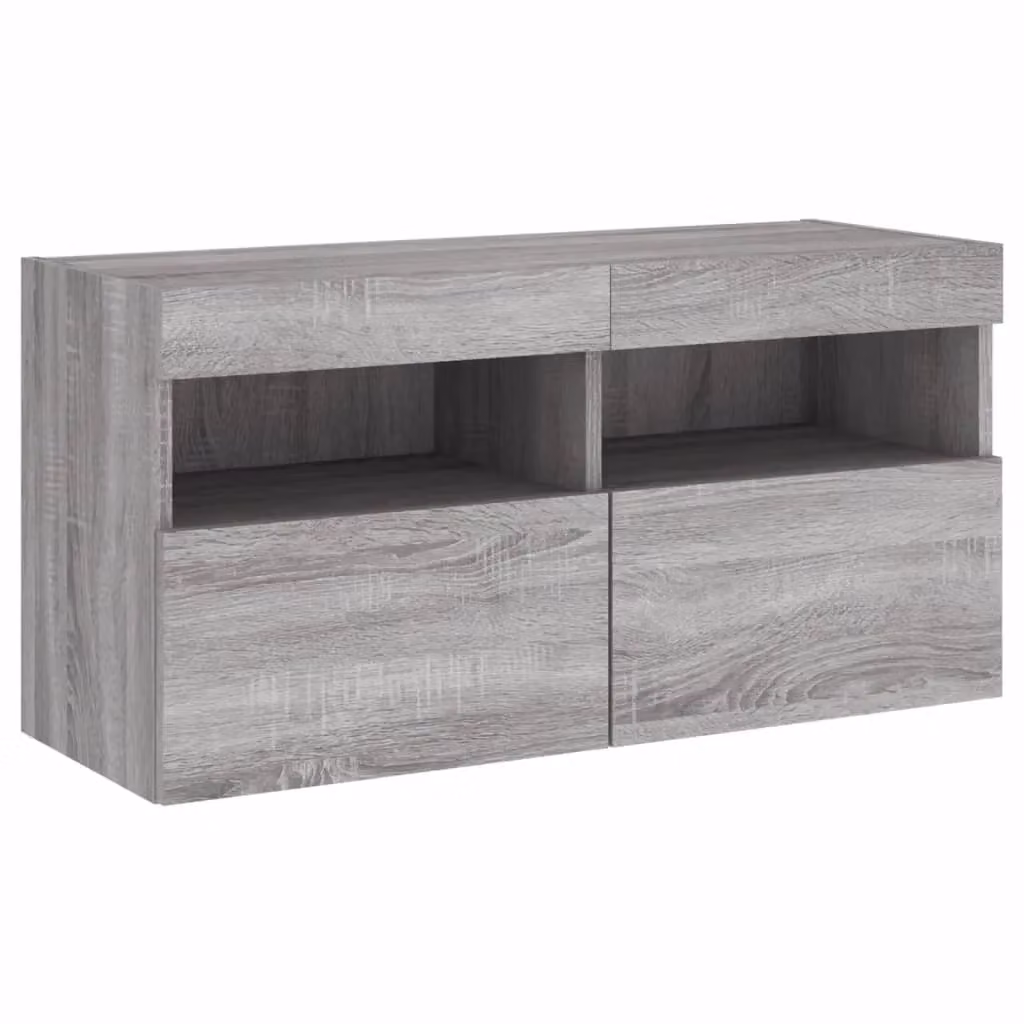 Berkfield Home Modern Wall Mounted TV Cabinet with LED Lights in Grey, W: 80 cm, D: 30 cm, H: 40 cm – 2