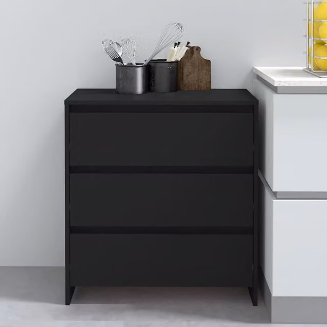 Berkfield Home Black Matt Minimalist Sideboard, W/D/H: 70 x 41 x 75 cm