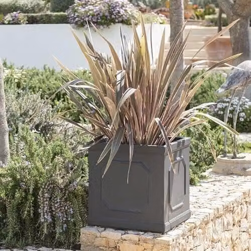 Primrose Grey Fibrecotta Framed Cube Outdoor Garden Planter, Height: 30 cm