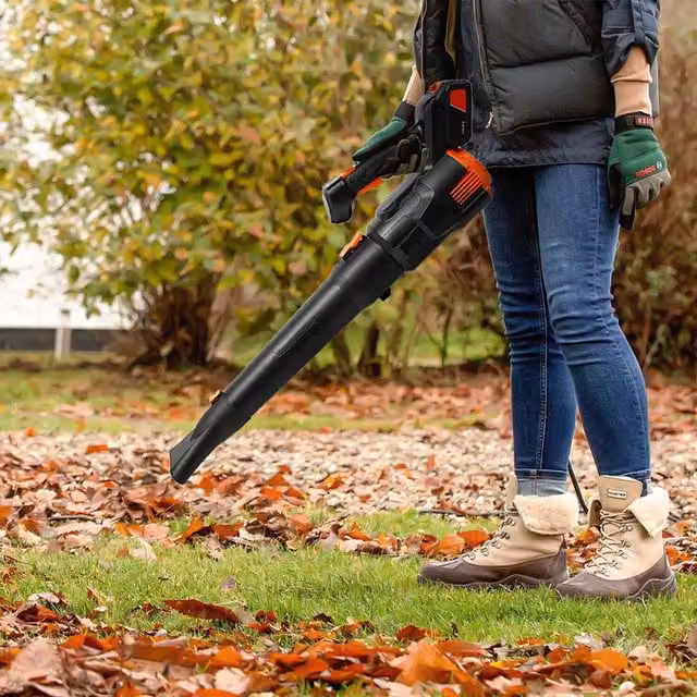 Komore Cordless Handheld Leaf Blower with Rechargeable Battery in Black and Orange