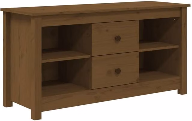 Berkfield Home Rustic Solid Wood Pine TV Cabinet in Honey Brown, W: 103 cm, D: 36.5 cm, H: 52 cm – 1