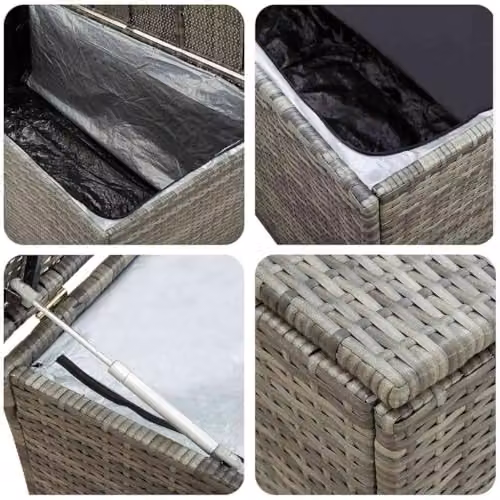 vidaXL Grey Poly Rattan Garden Storage Box W/D/H: 200 x 50 x 60 cm – 3