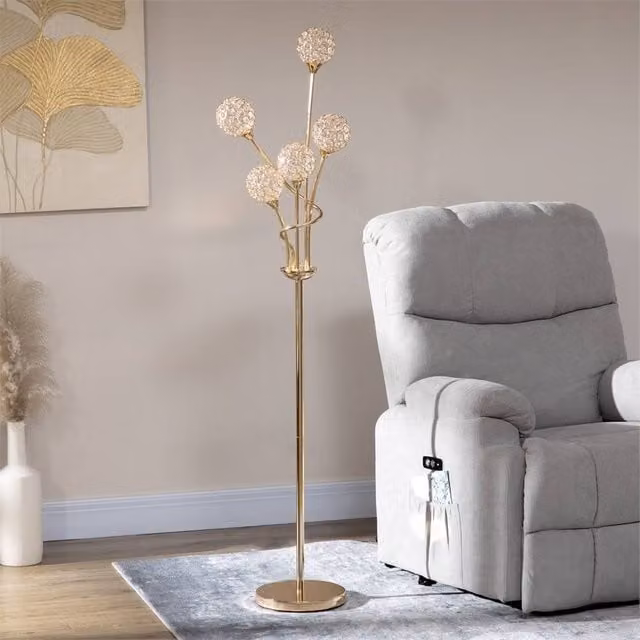 EONLION Gold Metal Floor Lamp with Transparent Sphere Shade for Living Rooms – 1