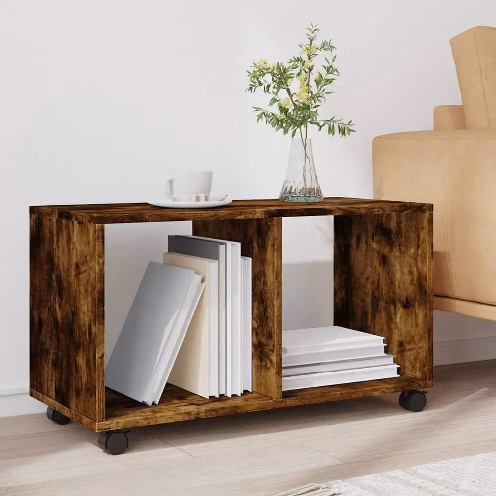 Berkfield Home vidaXL Rolling Cabinet in Smoked Oak Brown, W/D/H: 72 x 33 x 42.5 cm – 3