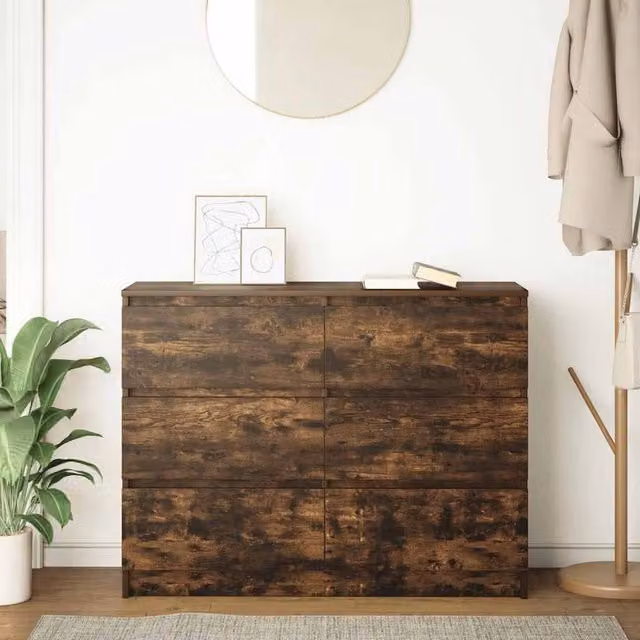 Berkfield Home Smoked Oak Sideboard in Brown, W/D/H: 100 x 35 x 76 cm