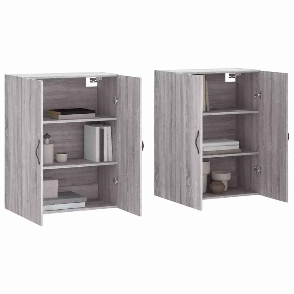 Berkfield Home Set of 2 Wall Mounted Cabinets in Grey Sonoma Matt MDF – 2