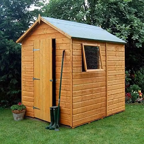 Rowlinsons Premier Range Wooden Garden Shed with Window in Brown, W: 166 cm, D: 215 cm, H: 220 cm