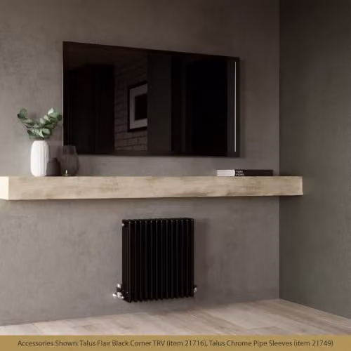 UK Radiators Alpha Black 4 Column Traditional Cast-Iron Style Steel Radiator with Feet, W: 592 mm, H: 600 mm – 3