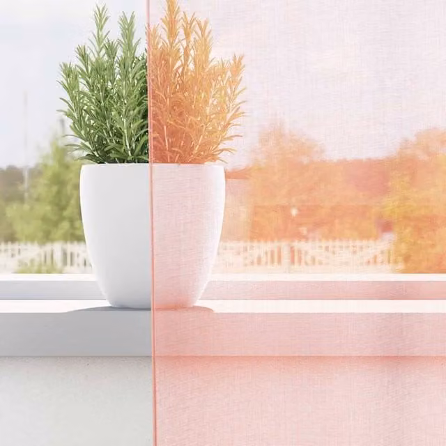 Berkfield Home Pink Voile Fabric Panel Curtains with Tabs, 2 Pack, W: 140 cm, H: 225 cm