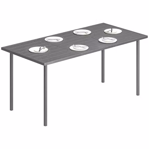 Outsunny Modern Metal Garden Dining Table for 6 Adults, Grey, W: 165 cm, D: 80 cm, H: 74 cm – 1