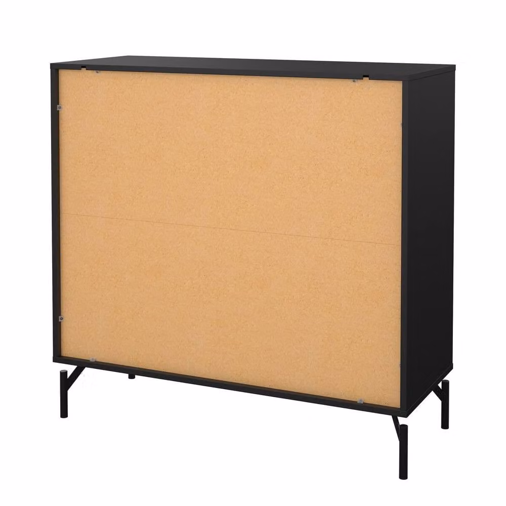 CALICOSY BORA 4-Drawer Chest in Matte Black with Metal Legs, Height: 96 cm – 4