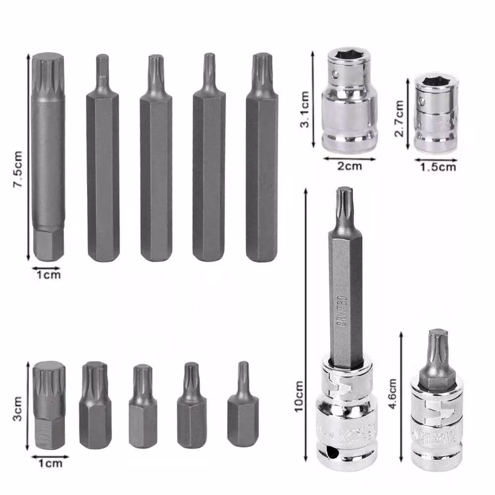 NESTLUNE 54 Piece Red Allen Key, Torx, Hex, Star and Spline Socket Bit Set – 5