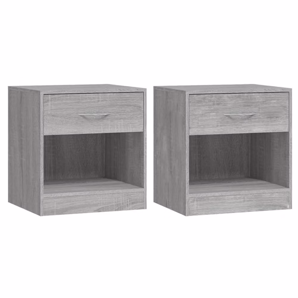 Berkfield Home Set of 2 Decorative Bedside Cabinets with Drawer in Grey Sonoma – 2