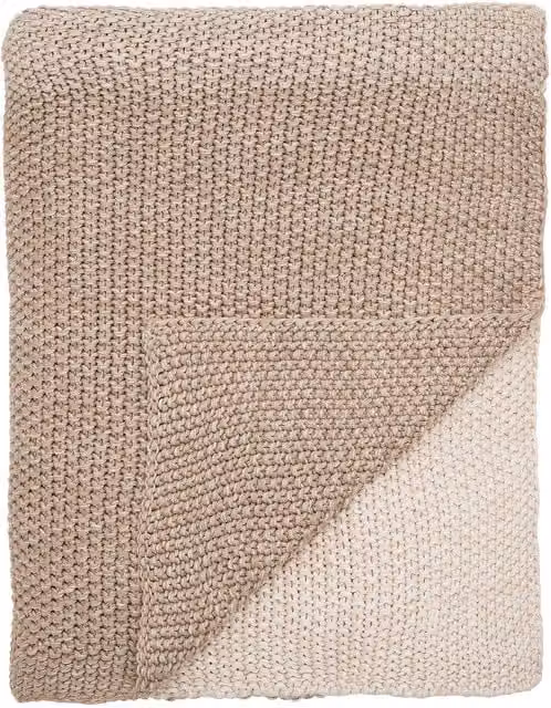Murmur Flo Knitted Beige Linen and Organic Cotton Throw
