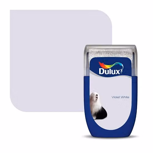 Dulux Walls & Ceilings Tester Paint, White and Purple, 30 ml