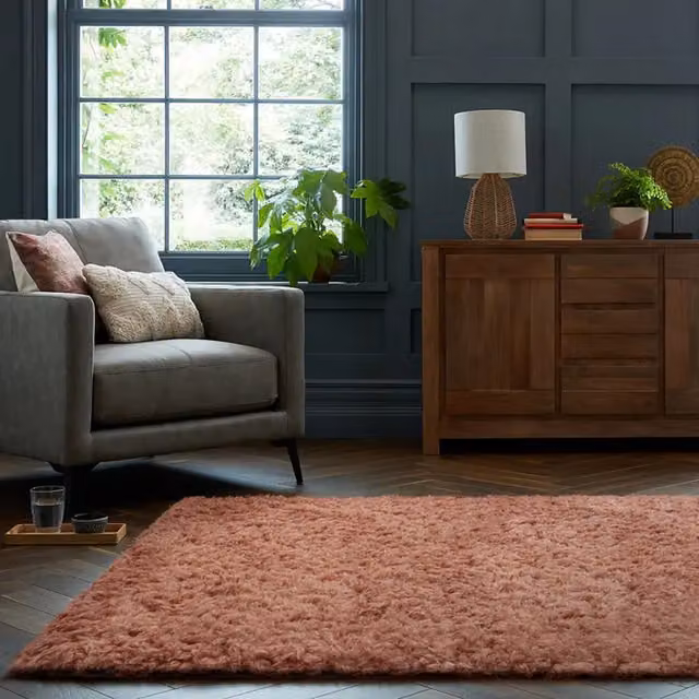 Home Republic Montana T'cotta Faux Fur Rug in Terracotta, Red and Orange, W: 160 cm, L: 230 cm
