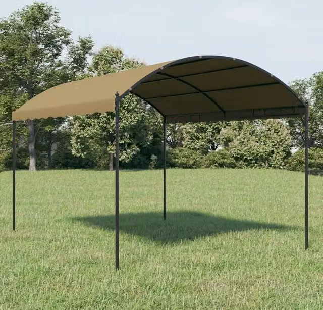 Berkfield Home Curved Gazebo in Beige, W: 400 cm, D: 300 cm, H: 260 cm