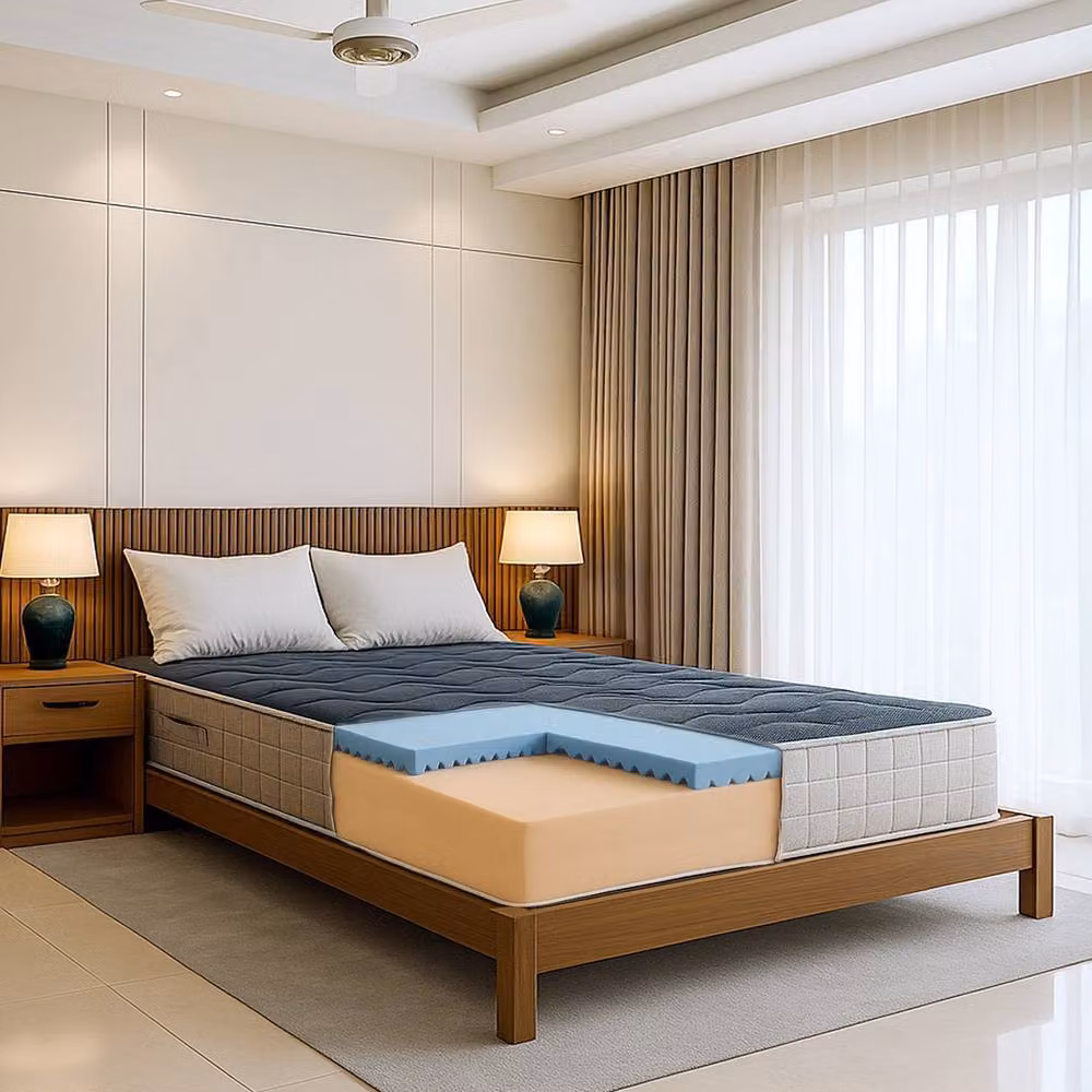 White Stone 9-Zone Hypoallergenic Memory Foam Mattress in White and Grey, Height: 20 cm, W/D/H: 90 x 200 x 20 cm