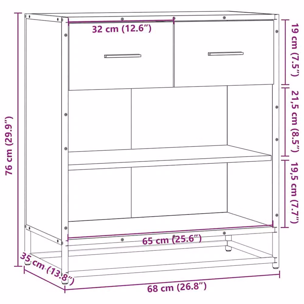 Berkfield Home Black Modern Sideboard in Engineered Wood, W/D/H: 68 x 35 x 76 cm – 6