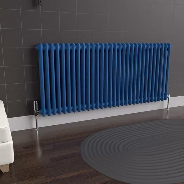 Lux Heat Horizontal Column Radiator in Galaxy Blue, H 137 cm x W 60 cm