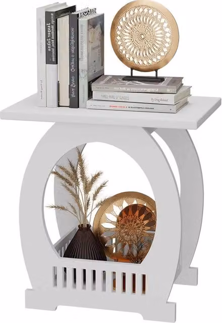 KORVIXA Modern White Bedside Table Storage W/D/H: 100 x 100 x 100 cm – 1