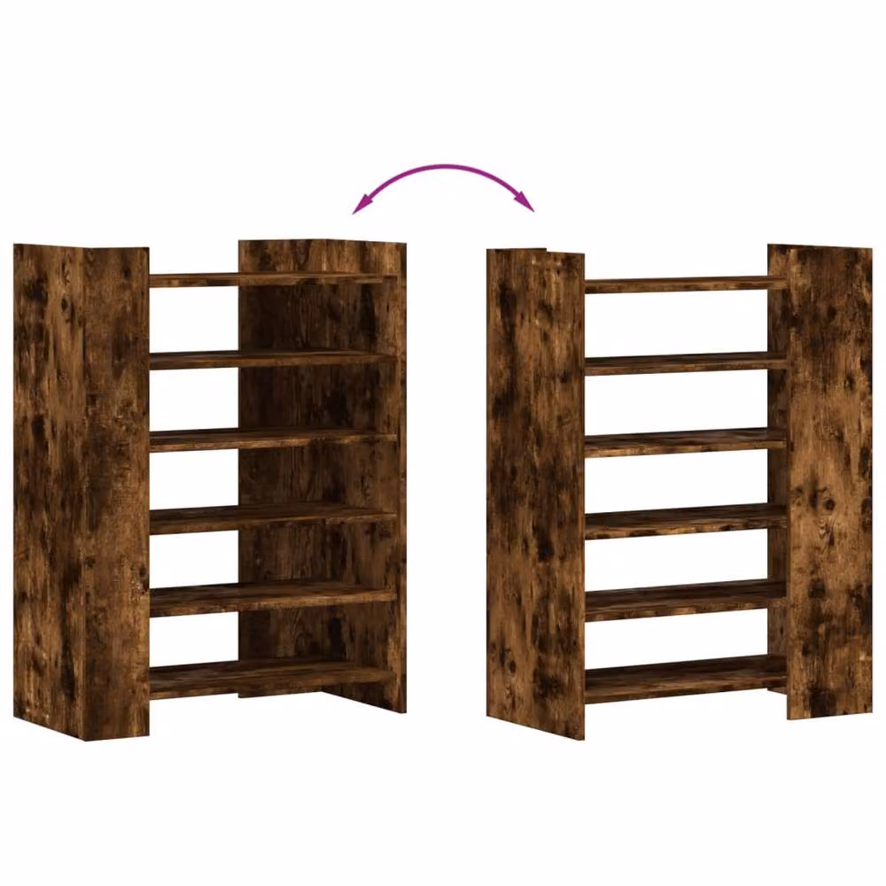 Berkfield Home Smoked Oak Shoe Cabinet, Brown, W/D/H: 74.5 x 37.5 x 100 cm – 4