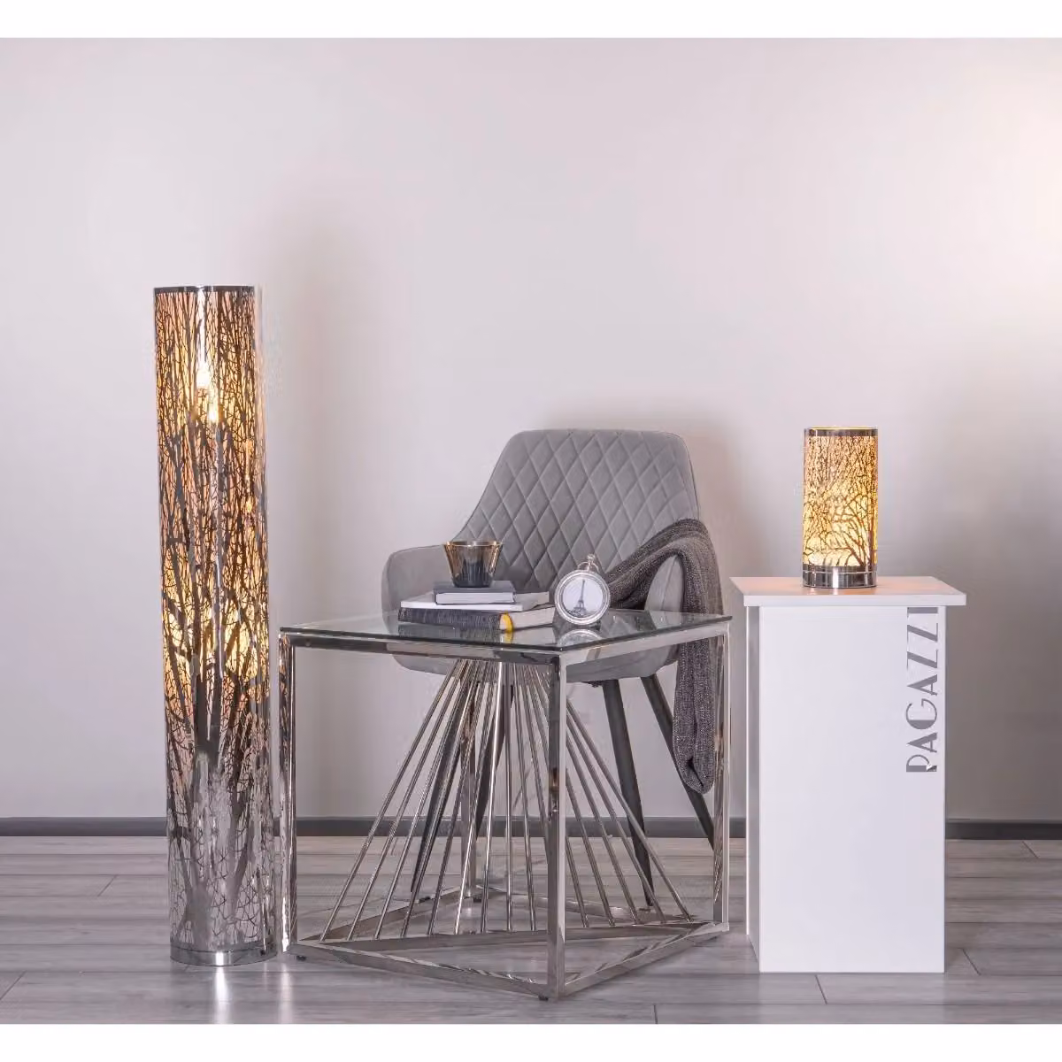 Pagazzi Mason 2 Light Polished Chrome Floor Lamp in Silver – 3