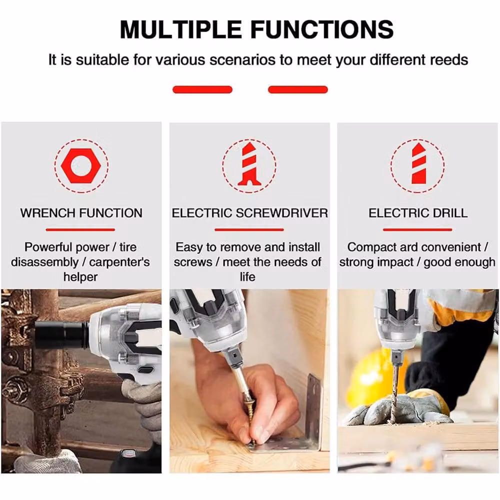 Ventryn 1/2 inch Cordless Electric Impact Wrench with 2 Rechargeable Batteries, 1000Nm Driver, White – 6
