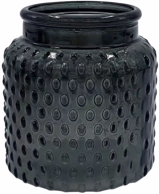 Kingsbury Gifts Bobble Pattern Glass Jar Vase, Grey and Transparent, H: 11 cm