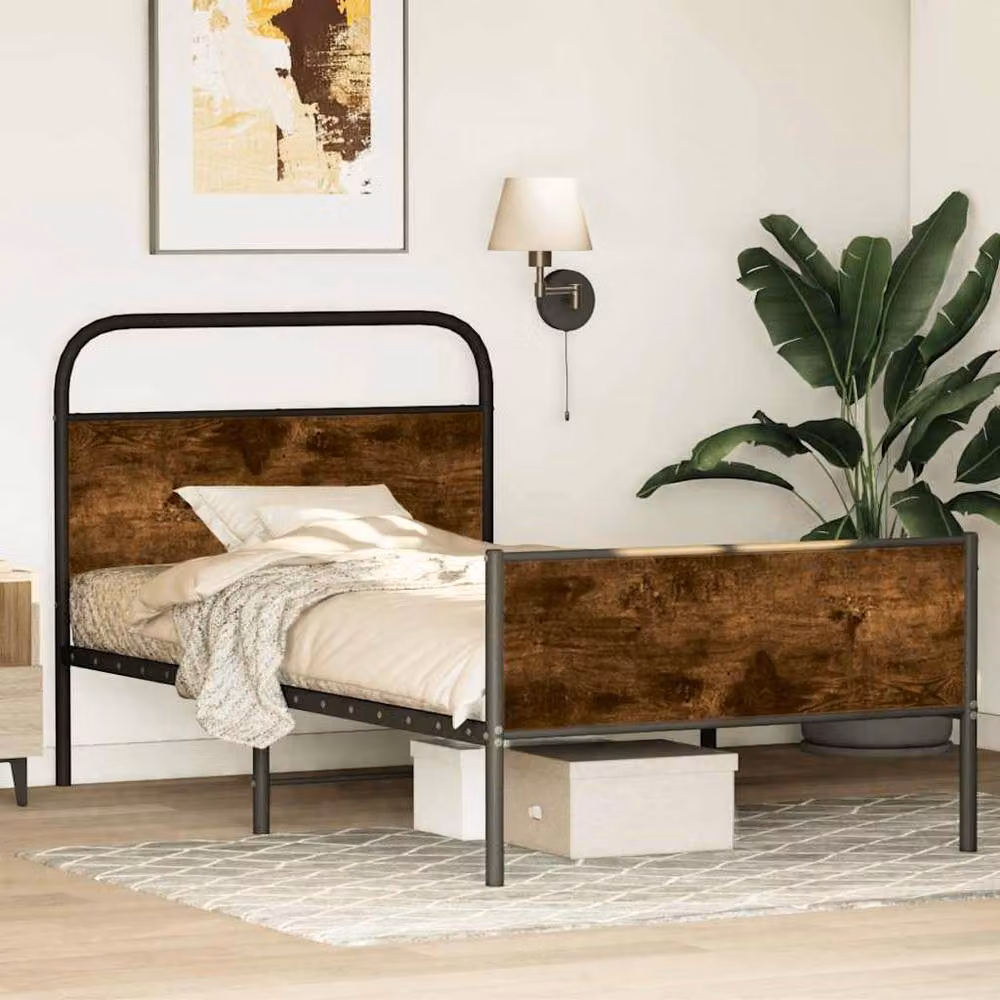 Berkfield Home Elegant Bed Frame in Sonoma Oak, Brown, W/D/H: 90 x 200 cm – 3