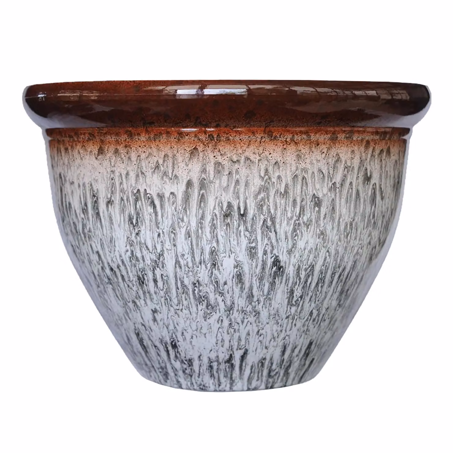 Simpa Drip Glaze Two Tone Grey Plastic Planter Pots, Set of 2, H 17 cm x Diameter 23 cm – 2