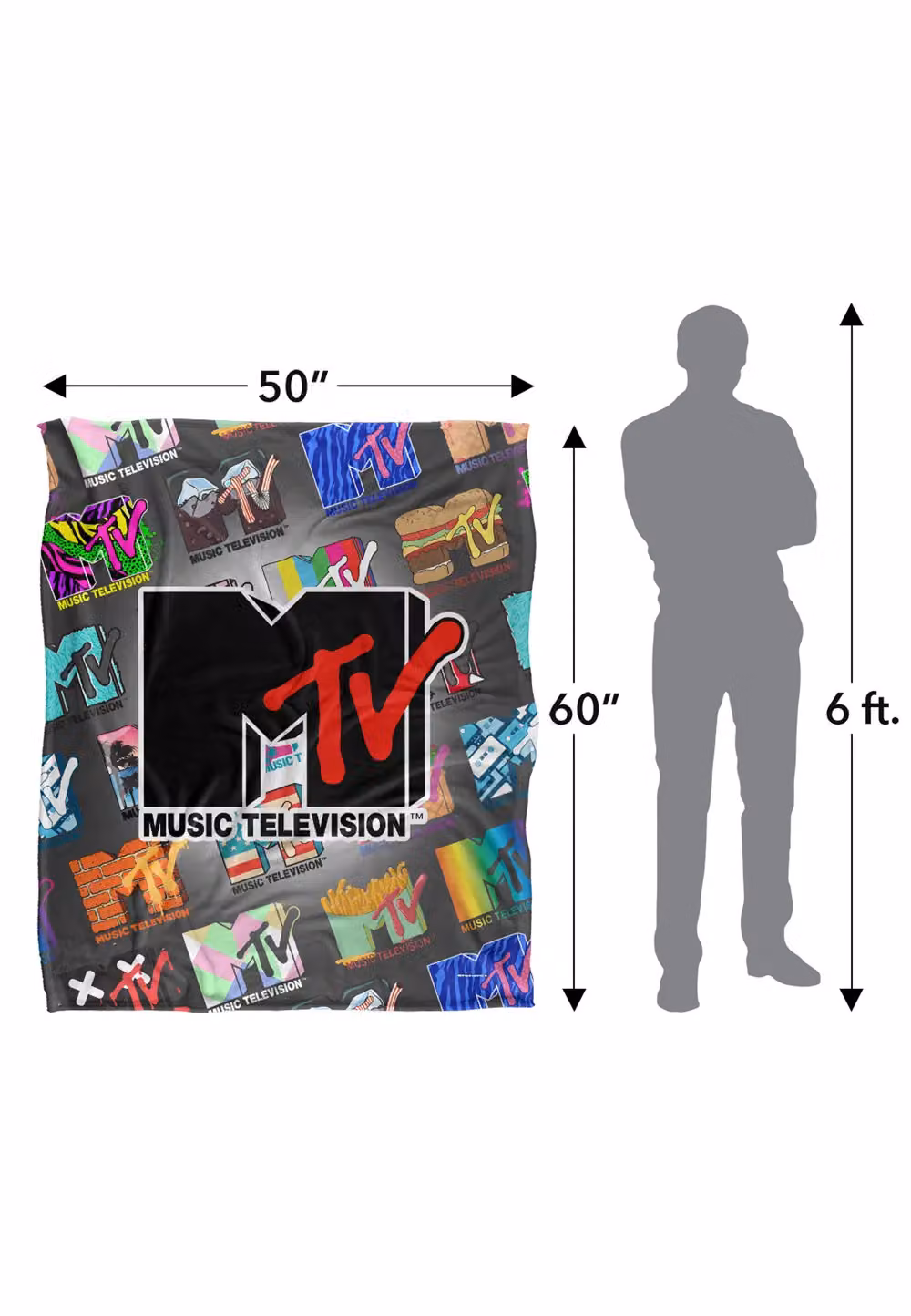 LOGOVISION MTV Logos Silky Touch Super Soft Throw Blanket, White, W/D/H: 152 x 127 cm – 8