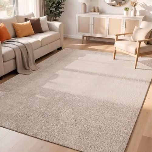 Desire Rugs Comfy Washable Non-Slip Plain Living Room Area Rug, Beige, W: 60 cm, D: 100 cm – 1