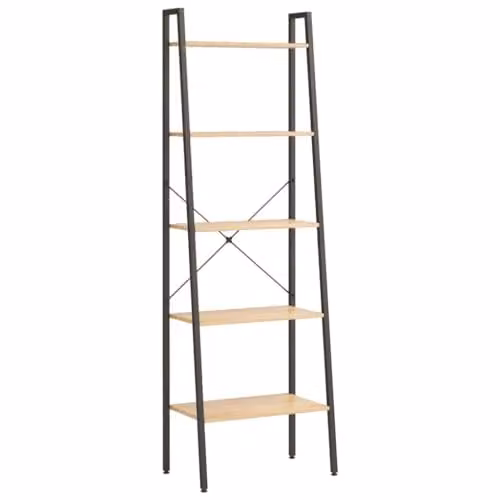 vidaXL 5-Tier Freestanding Metal Standing Shelf in Brown and Black, W/D/H: 56 x 35 x 174 cm