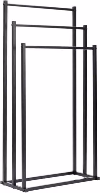 FLAVORA 3 Tier Free Standing Towel Drying Rail Rack in Matt Black Metal – 1