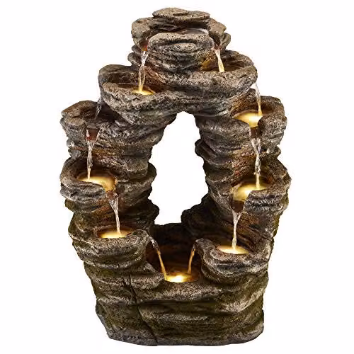 Clifford James Serenity Double-Sided Rock Cascade Water Feature in Grey, Height: 79 cm – 1