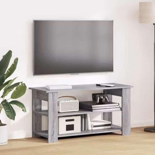 vidaXL Modern Grey TV Stand with Media Compartments W/D/H: 100 x 40 x 50 cm – 2